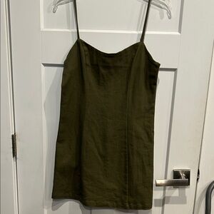 Olive Green Mini Dress stretchable cotton